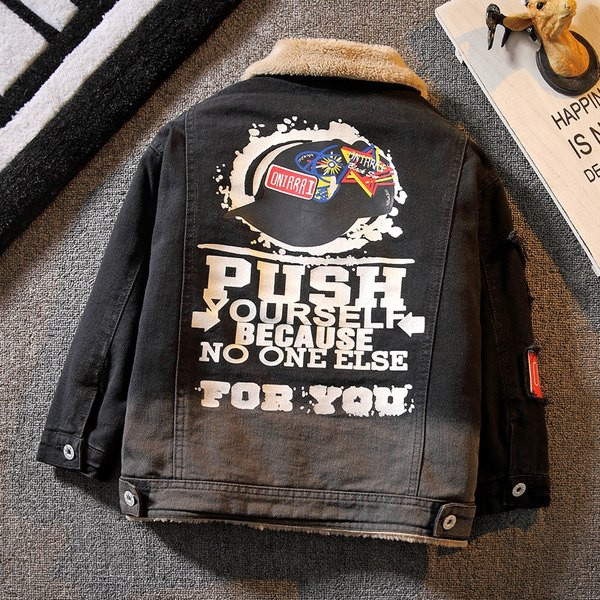 Νέο μοντέλο παιδικό τζιν μπουφάν με απαλή ζεστή φόδρα για αγόρια