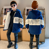 Casual παιδικό μπουφάν με απαλή φόδρα για κορίτσια σε μπλε και πράσινο χρώμα