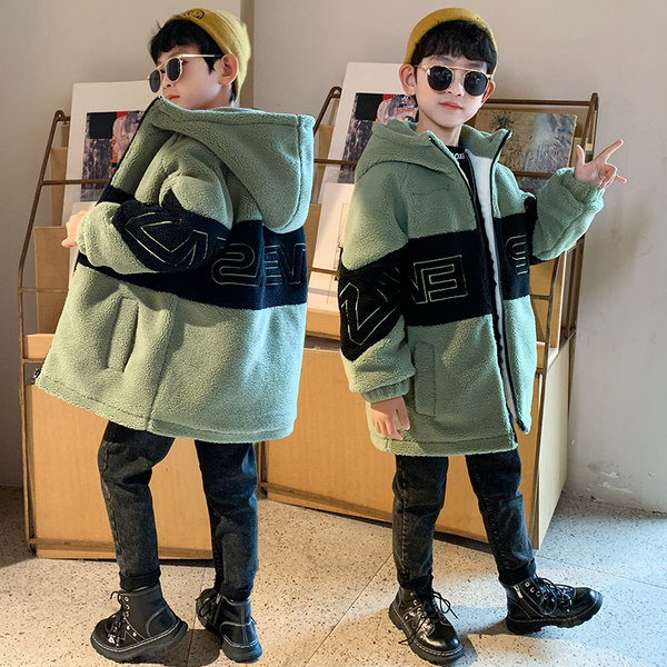 Casual παιδικό μπουφάν με απαλή φόδρα για κορίτσια σε μπλε και πράσινο χρώμα