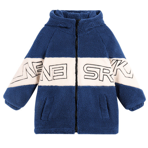 Casual παιδικό μπουφάν με απαλή φόδρα για κορίτσια σε μπλε και πράσινο χρώμα