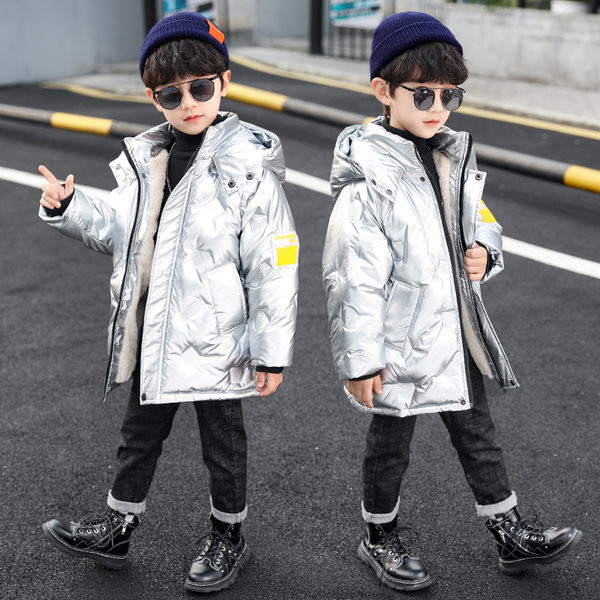 Παιδικό μακρύ μπουφάν με κουκούλα για αγόρια