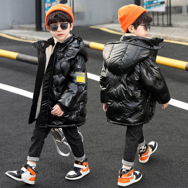 Παιδικό μακρύ μπουφάν με κουκούλα για αγόρια