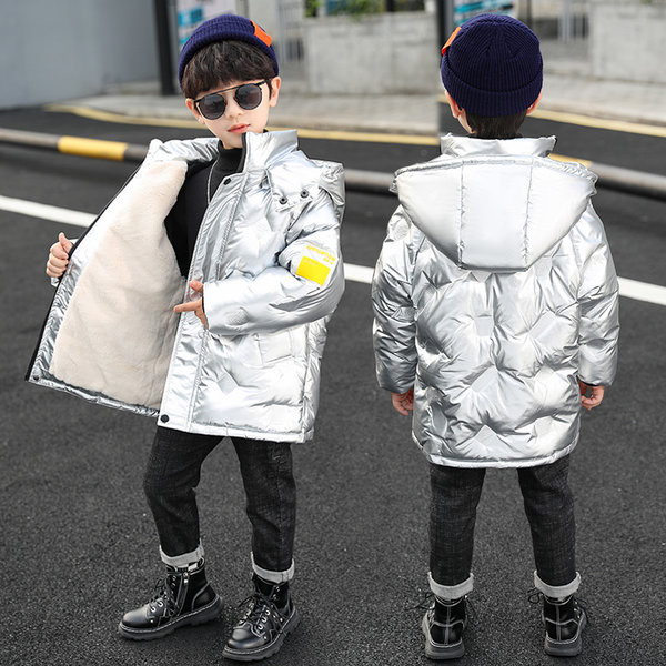 Παιδικό μακρύ μπουφάν με κουκούλα για αγόρια