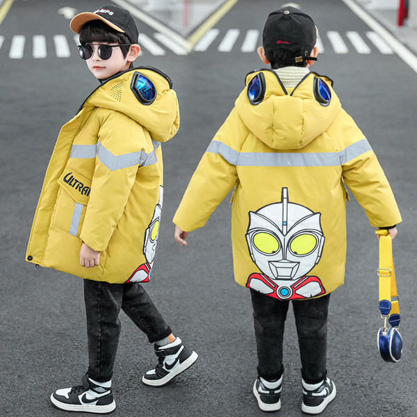 Παιδικό χειμωνιάτικο μπουφάν με απλικέ στην πλάτη και ανακλαστικές λωρίδες