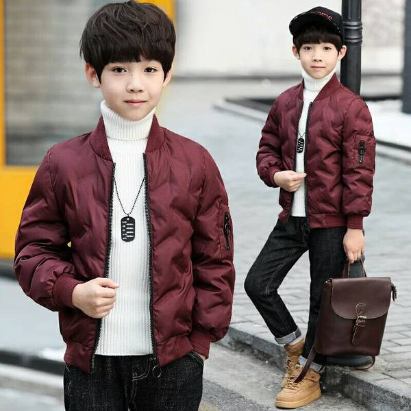 Jesensko-zimska jakna za dječake, kratki model bez kapuljače