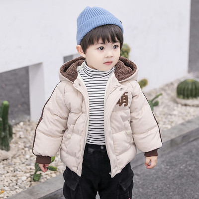 Παιδικό χειμωνιάτικο μπουφάν για αγόρια από κοτλέ με κουκούλα