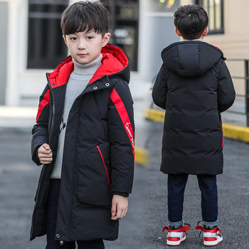 Παιδικό μπουφάν για αγόρια μακρύ μοντέλο με κουκούλα