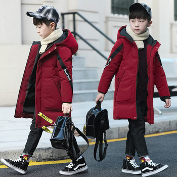 Παιδικό μπουφάν για αγόρια μακρύ μοντέλο με κουκούλα