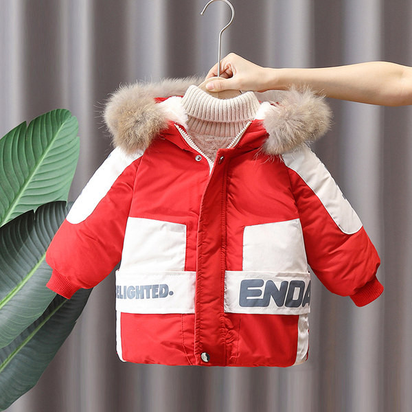 Χειμερινό παιδικό μπουφάν σε τρία χρώματα με πούπουλο