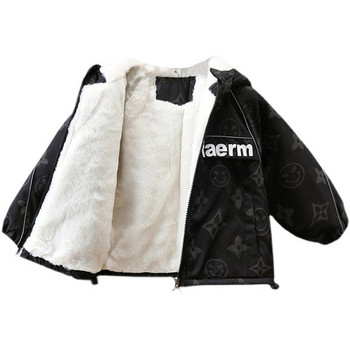 Χειμερινό παιδικό μπουφάν με ζεστή φόδρα σε μαύρο χρώμα