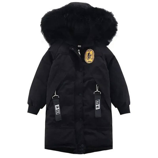 Ilga vaikiška striukė su gobtuvu ir užtrauktuku