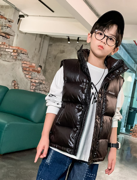 Детски ежедневен елек с висока талия и цип 