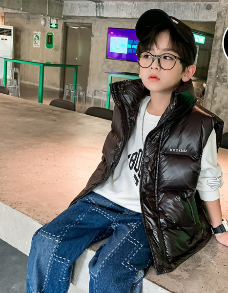 Детски ежедневен елек с висока талия и цип 