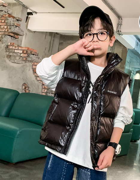 Детски ежедневен елек с висока талия и цип 