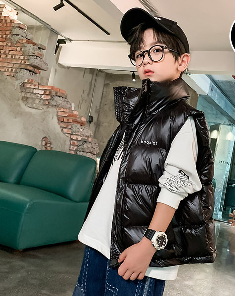 Детски ежедневен елек с висока талия и цип 