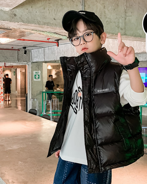 Детски ежедневен елек с висока талия и цип 