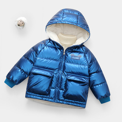 Детско зимно яке за момичета и момчета с големи джобове и качулка