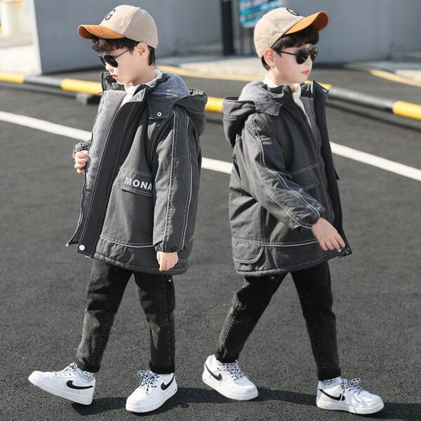 Ежедневно детско яке с топла подплата и качулка 