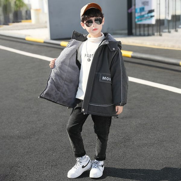 Ежедневно детско яке с топла подплата и качулка 