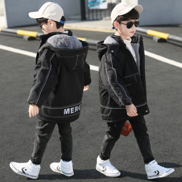 Ежедневно детско яке с топла подплата и качулка 