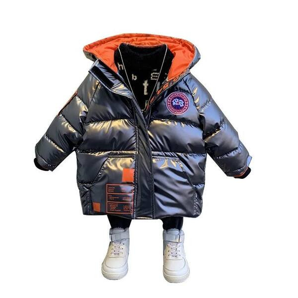 Детско ежедневно зимно яке в сив и черен цвят 