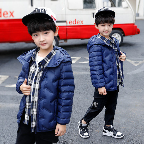 Олекотено есенно-зимно яке за момче с качулка