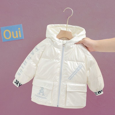 Лъскава зимна грейка за момичета и момчета с големи джобове и качулка