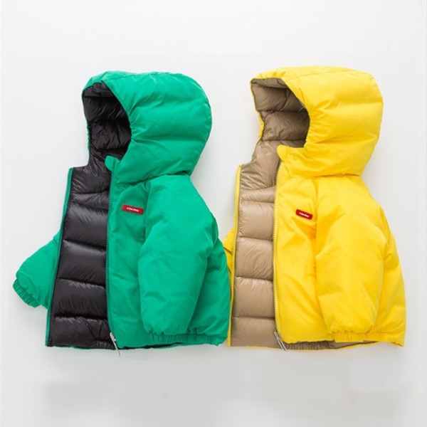 Зимно детско яке с качулка за момчета- двулицево