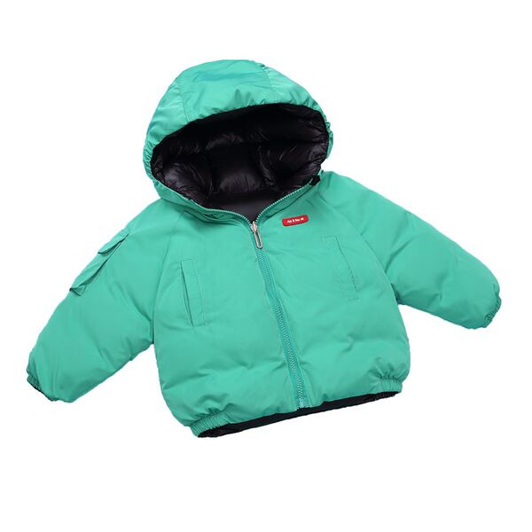 Зимно детско яке с качулка за момчета- двулицево