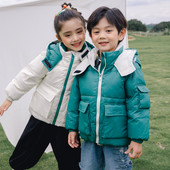 Зимно детско яке за момчета и момичета с големи джобове и качулка