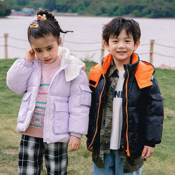 Зимно детско яке за момчета и момичета с големи джобове и качулка