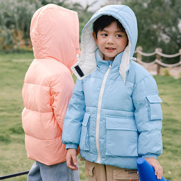 Зимно детско яке за момчета и момичета с големи джобове и качулка