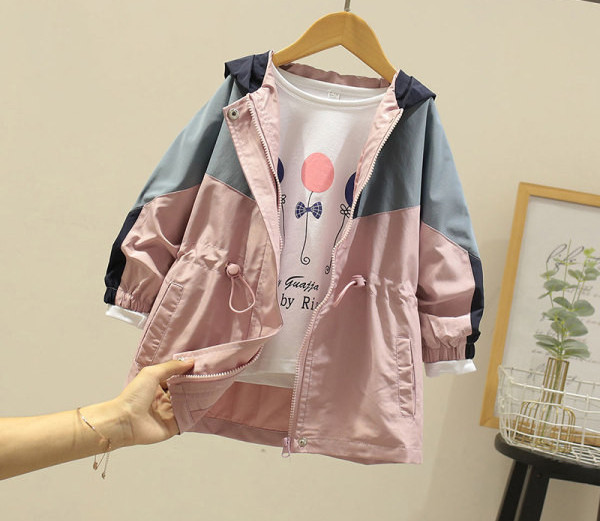 Детско яке за момичета с връзки на талията