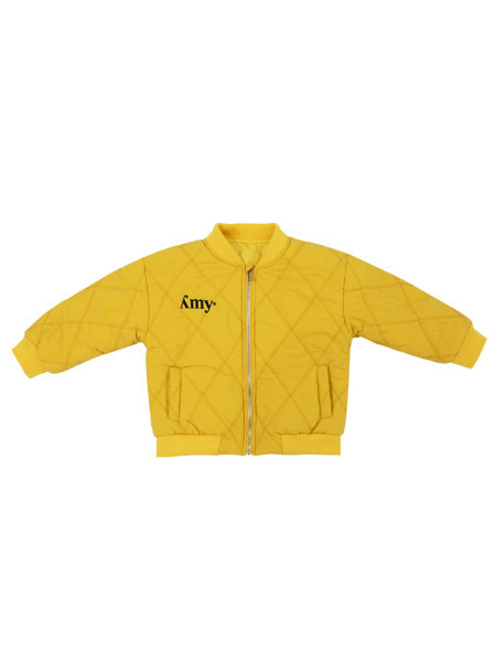 Детско капитонирано яке за момичета с надпис на гърба