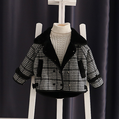 Модерно детско карирано яке за момичета в два модела