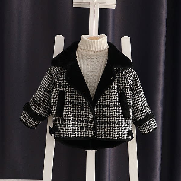 Модерно детско карирано яке за момичета в два модела