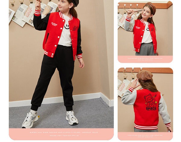 Нов модел детски бейзболен суичър с копчета за момичета