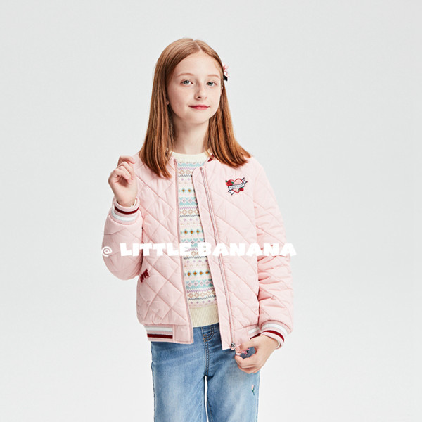 Детско яке за момичета с емблема в розов цвят