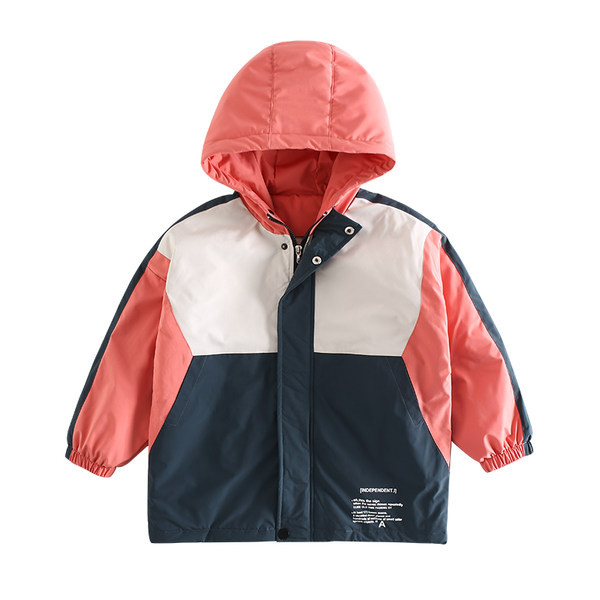 Детско актуално яке за момичета с качулка и надпис на гърба