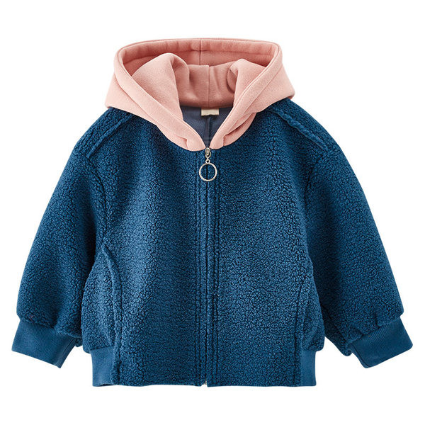Нов модел детско есенно яке с качулка в син и розов цвят за момичета