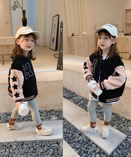 Ежедневно детско яке с копчета за момичета - свободен модел