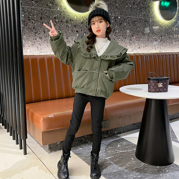 Зимно яке за момичета с широка яка и къдри