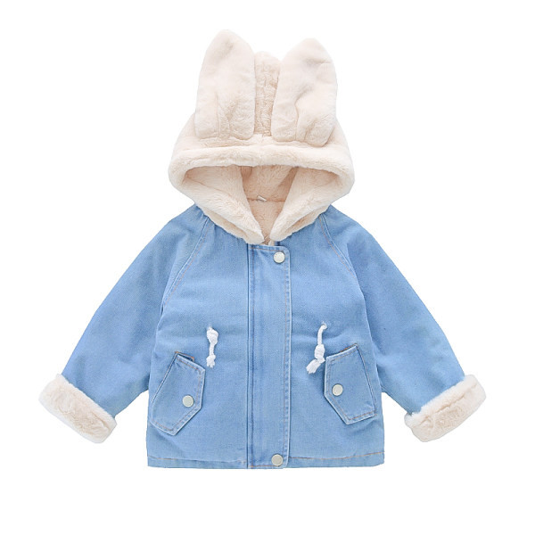 Зимно детско яке с връзки на талията и качулка