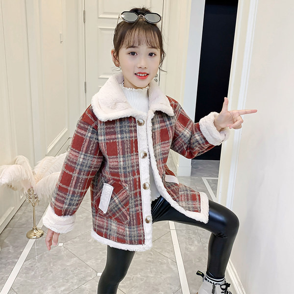 Стилно детско карирано яке с копчета и мека подплата