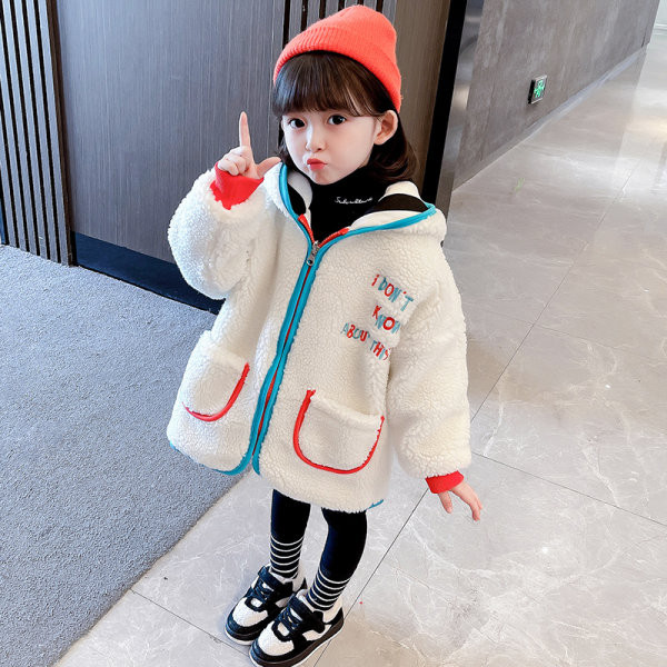 Ежедневно детско двулицево яке с бродерия и качулка за момичета