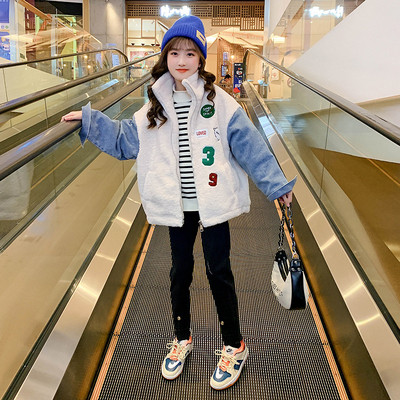 Есенно-зимно яке от пух и деним за момичета