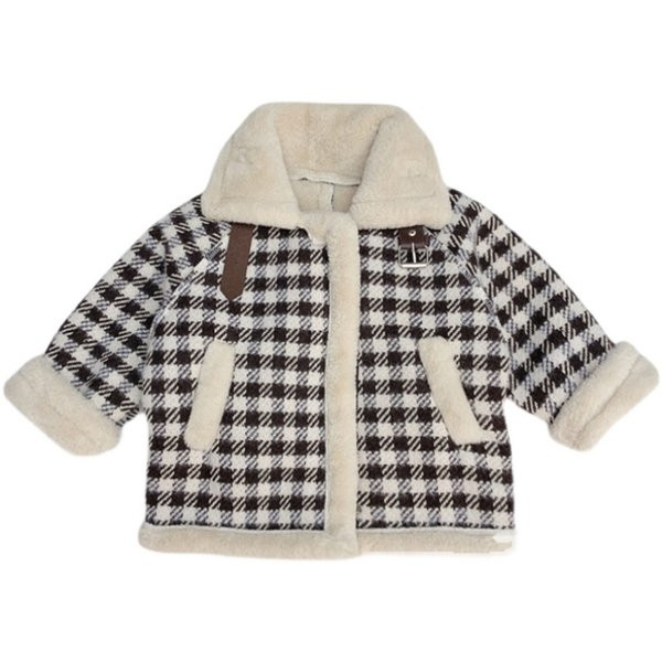 Детско карирано палто с джобове - два цвята