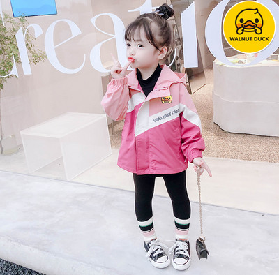 Нов модел детско яке за момичета с апликация и надпис 