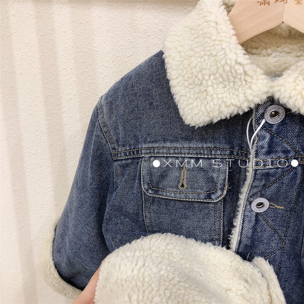 Дънково яке с топла подплата с копчета  - за момичета и момчета