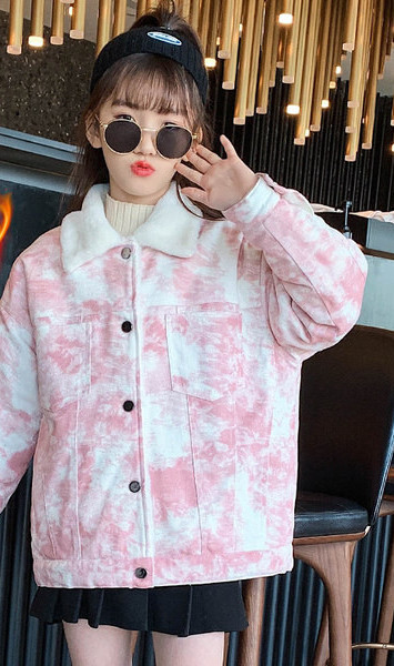 Детско яке за момичета с дебела подплата и копчета 